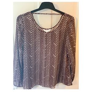 Charming Charlie Patterned Long Sleeve Blouse